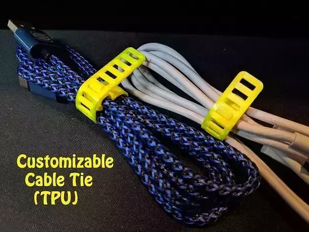 Customizable Clip-On Cable Tie 3D print model
