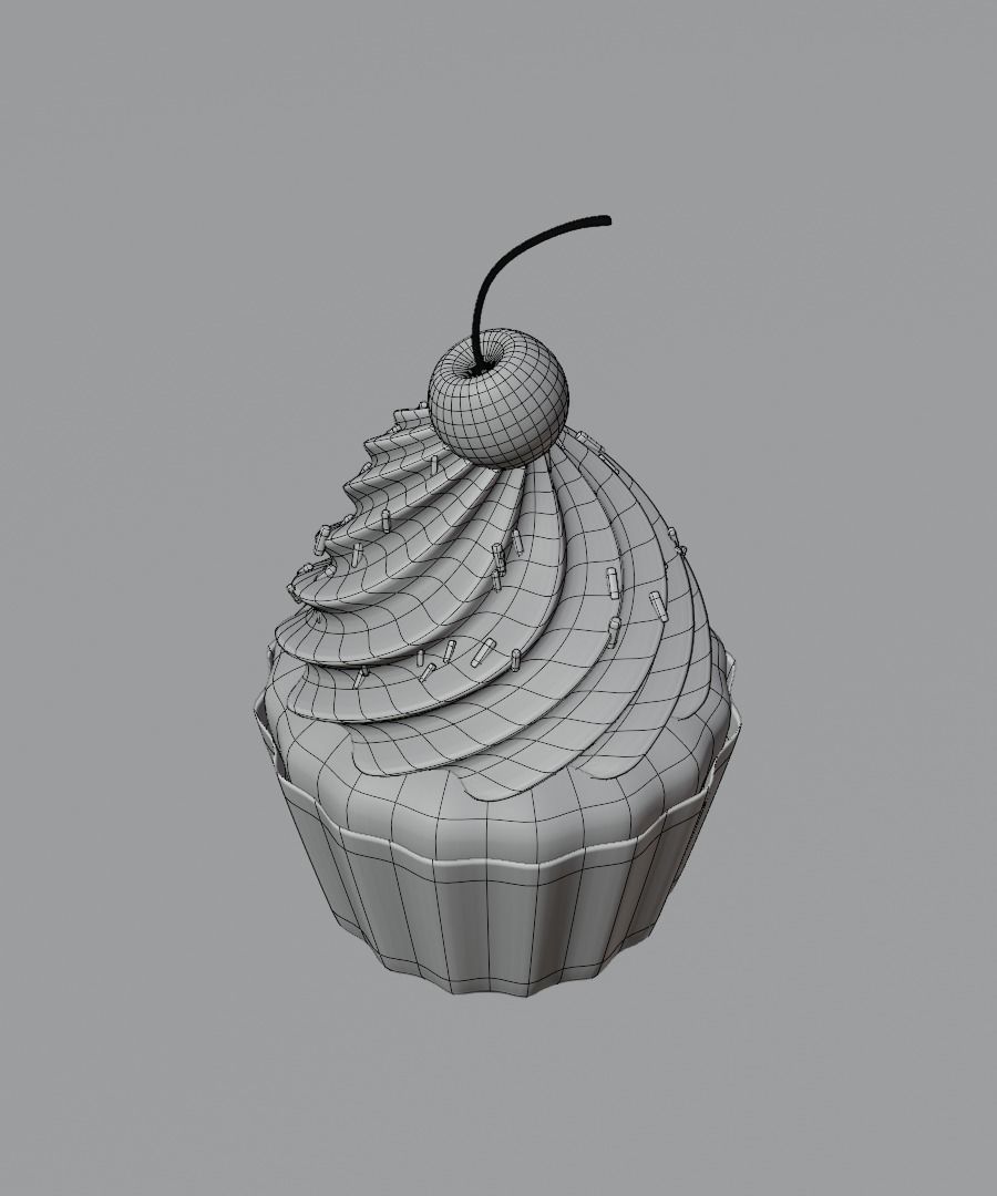 Cupcake with cherry  set 3D model_26