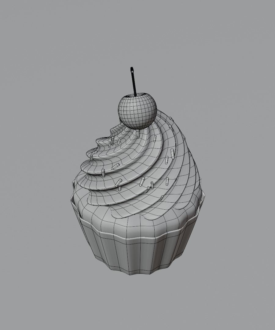 Cupcake with cherry  set 3D model_27