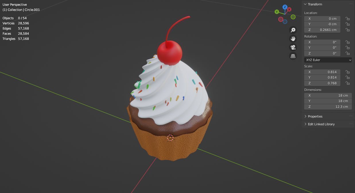 Cupcake with cherry  set 3D model_30