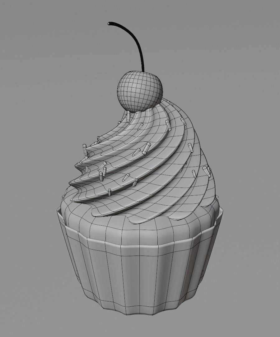 Cupcake with cherry  set 3D model_22