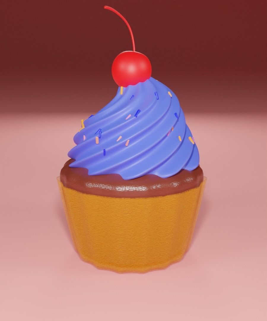 Cupcake with cherry  set 3D model_10