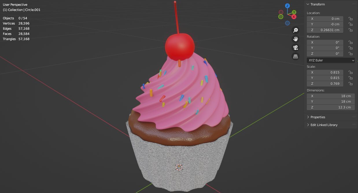 Cupcake with cherry  set 3D model_28