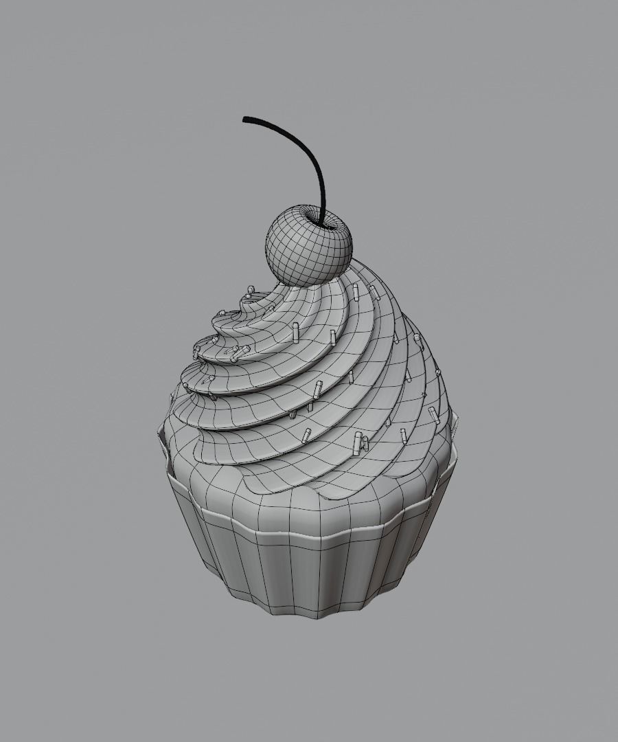 Cupcake with cherry  set 3D model_24