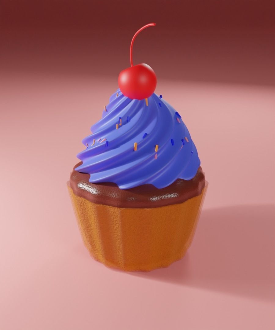 Cupcake with cherry  set 3D model_7