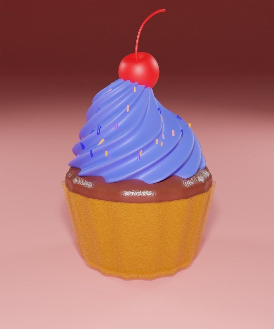 Cupcake with cherry  set 3D model_9