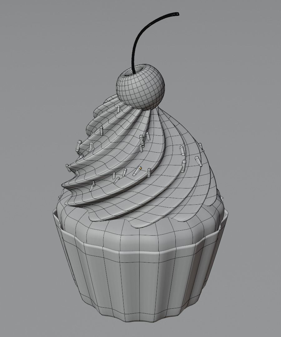 Cupcake with cherry  set 3D model_18
