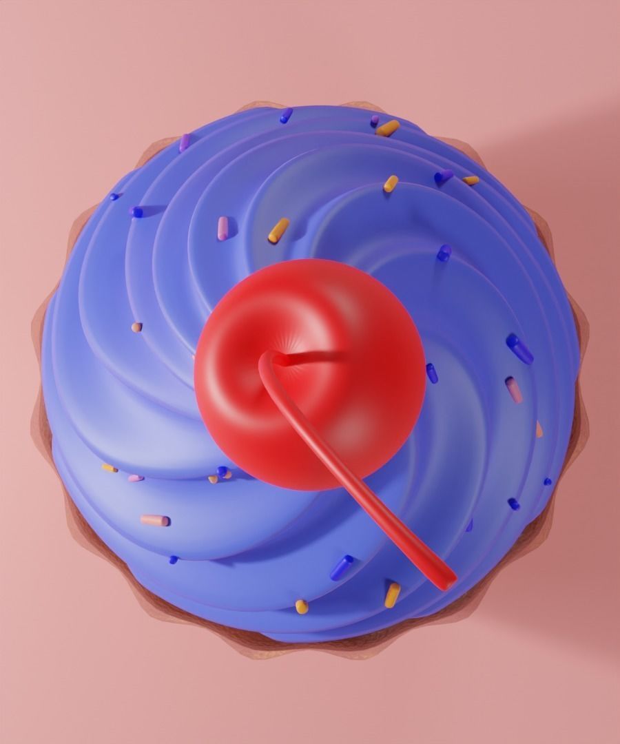 Cupcake with cherry  set 3D model_8