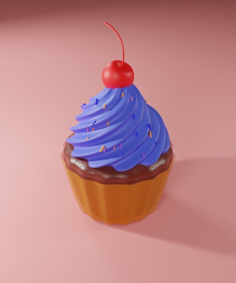 Cupcake with cherry  set 3D model_11