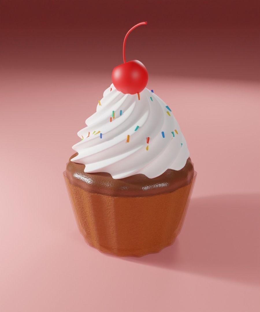 Cupcake with cherry  set 3D model_13