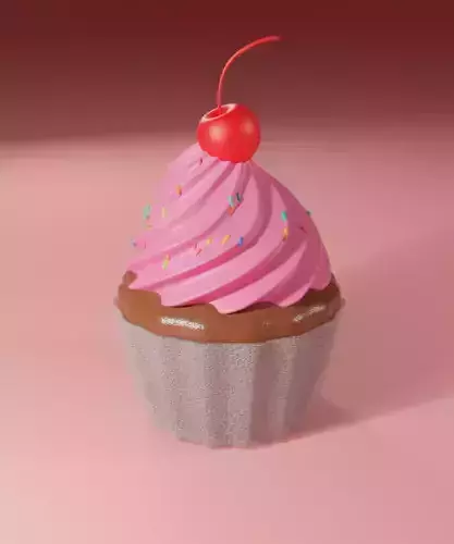 Cupcake with cherry  set 3D model