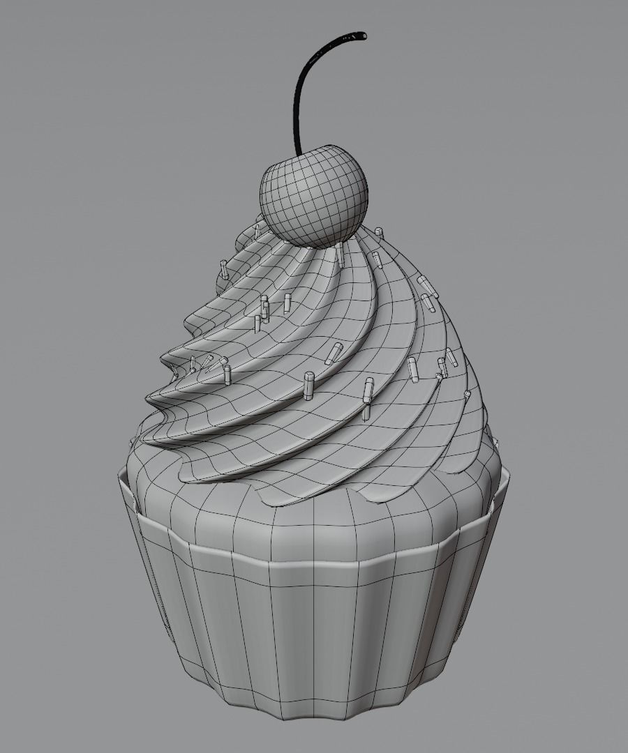 Cupcake with cherry  set 3D model_19