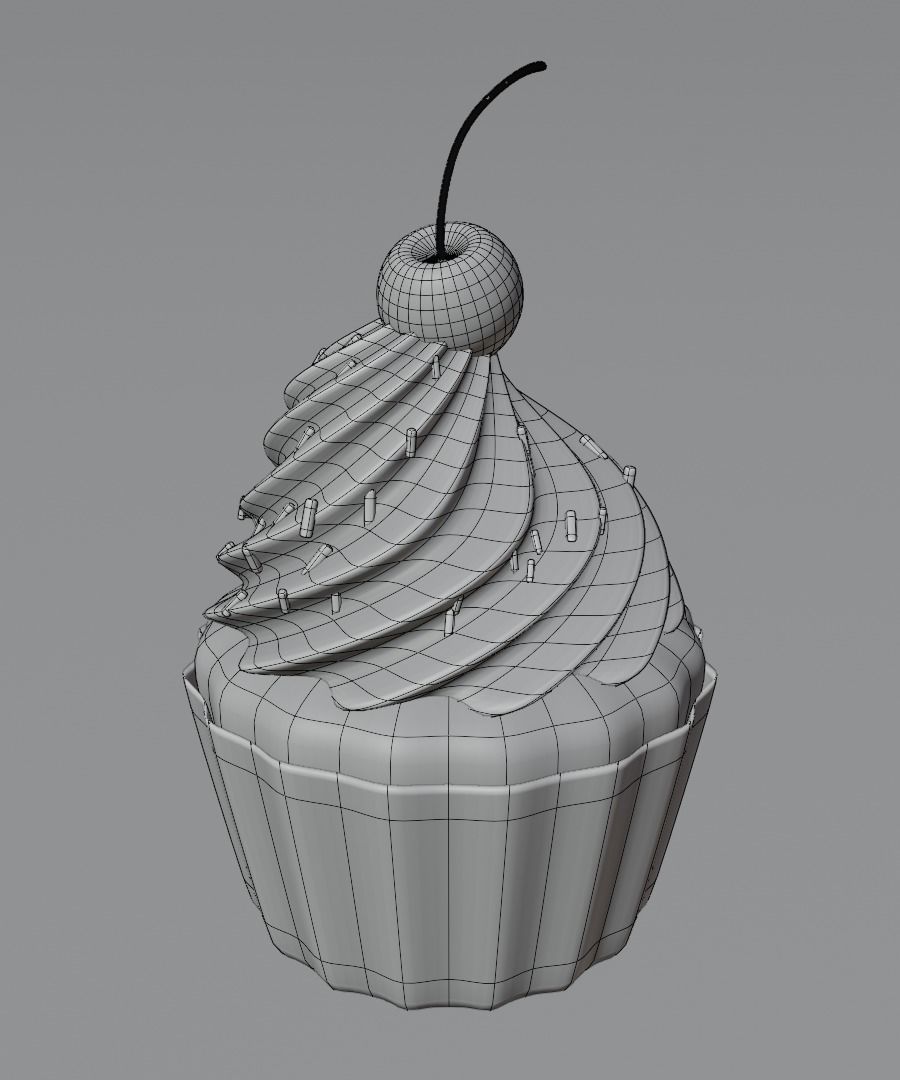 Cupcake with cherry  set 3D model_21