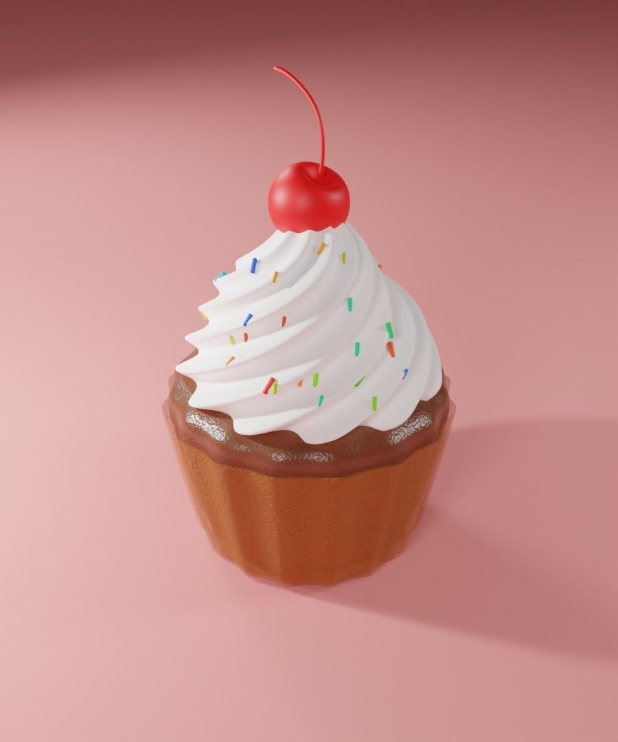 Cupcake with cherry  set 3D model_17