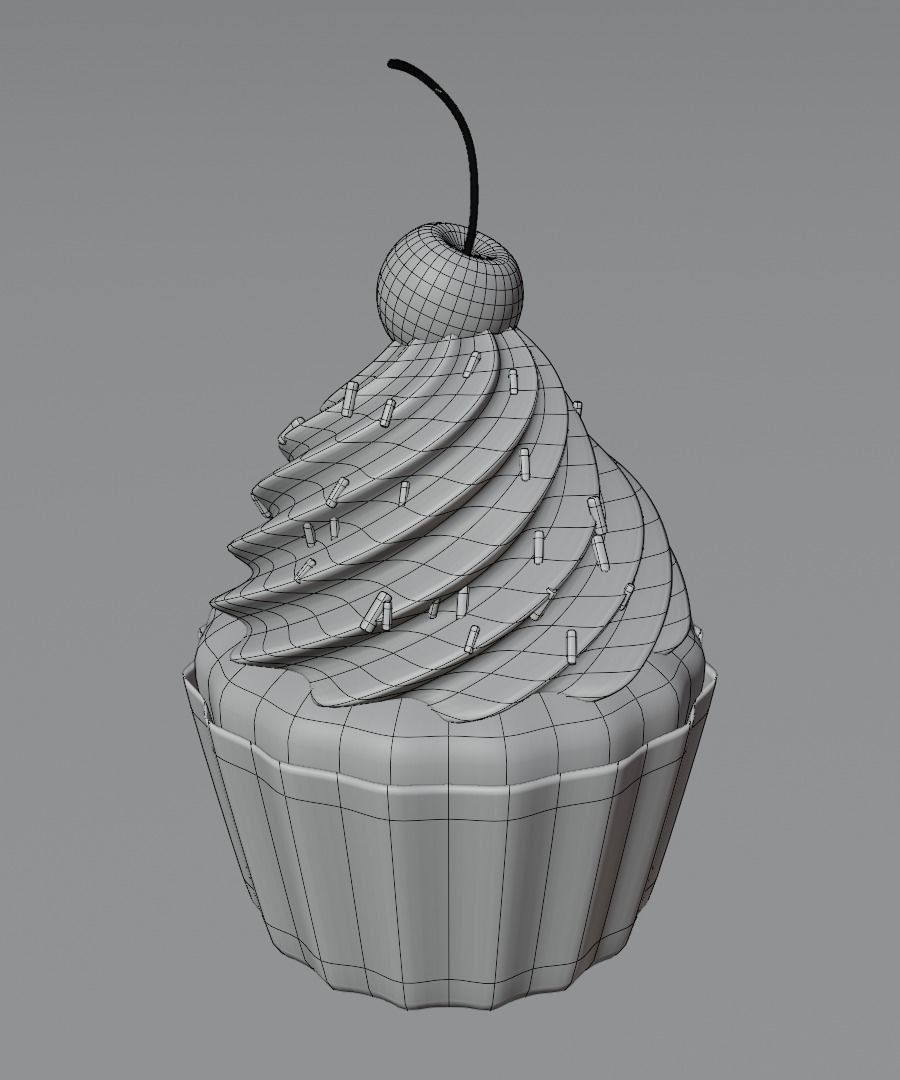 Cupcake with cherry  set 3D model_23