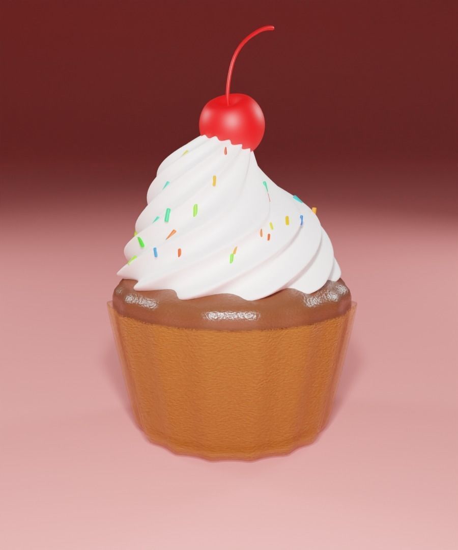 Cupcake with cherry  set 3D model_15