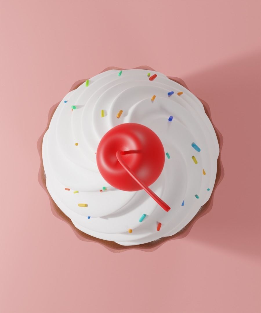 Cupcake with cherry  set 3D model_14