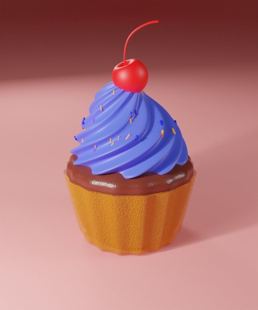Cupcake with cherry  set 3D model_6