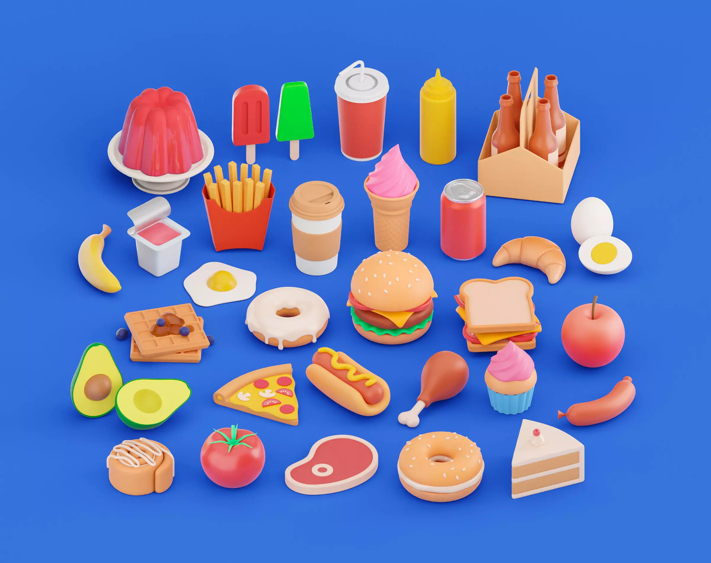 Stylized Food 3D Model Pack 3D model_0