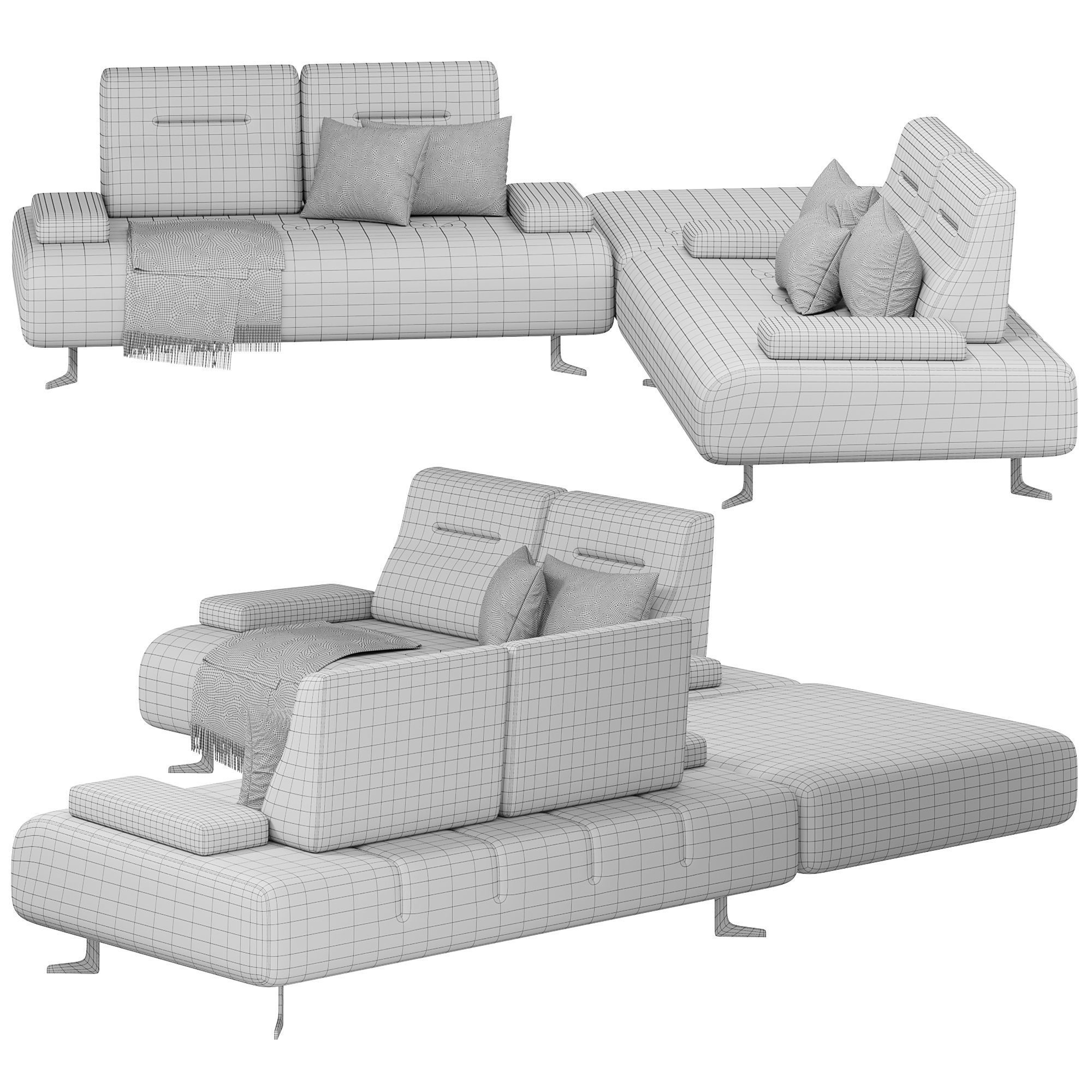 Panna Corner Sofa by lazzoni 3D model_2