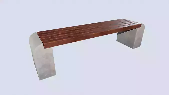 Street bench low poly pbr game ready 3d model