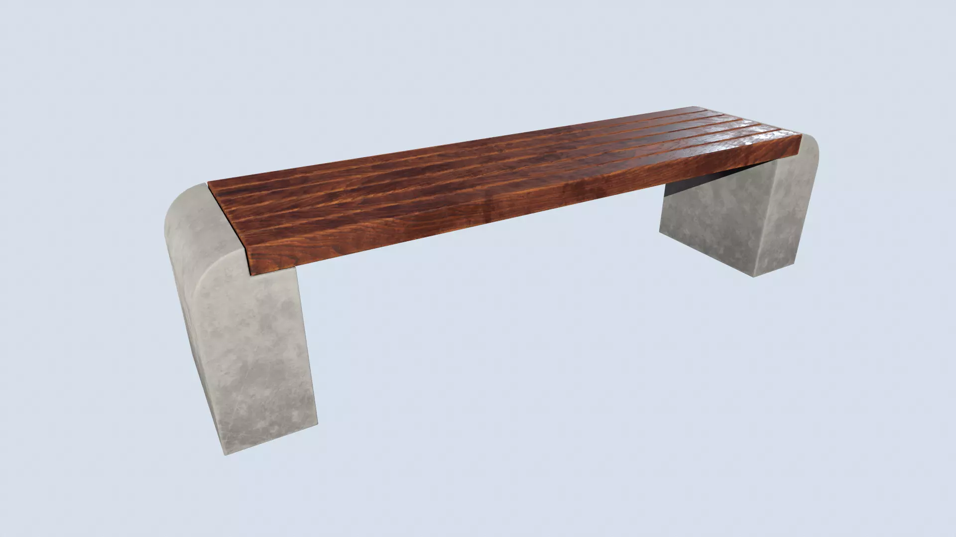 Street bench low poly pbr game ready 3d model Free low-poly 3D model_0