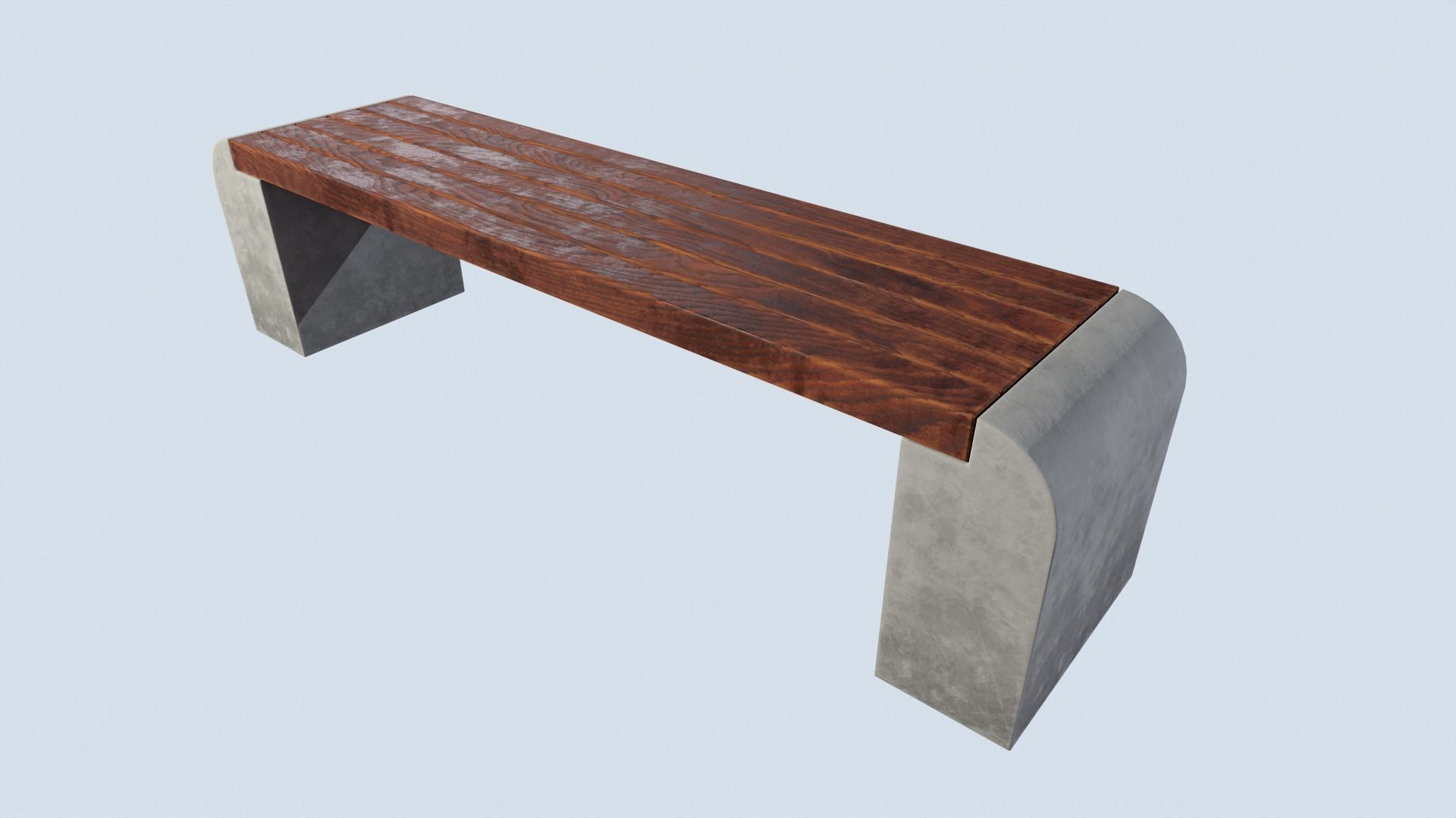 Street bench low poly pbr game ready 3d model Free low-poly 3D model_1