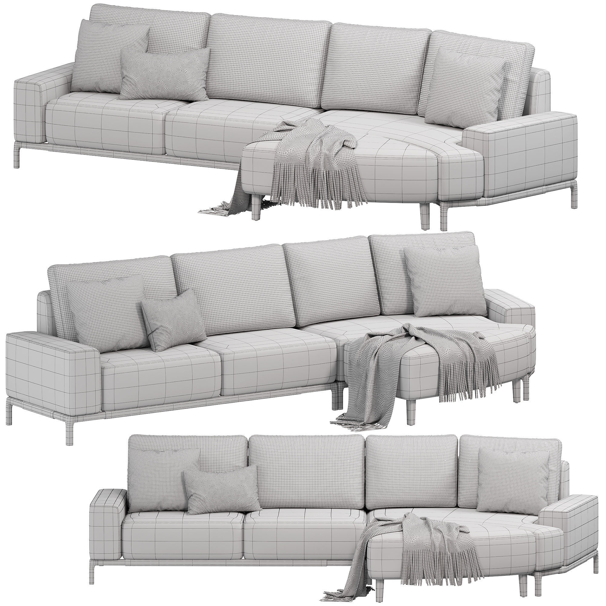 Gola Moon Sectional sofa by lazzoni 3D model_2