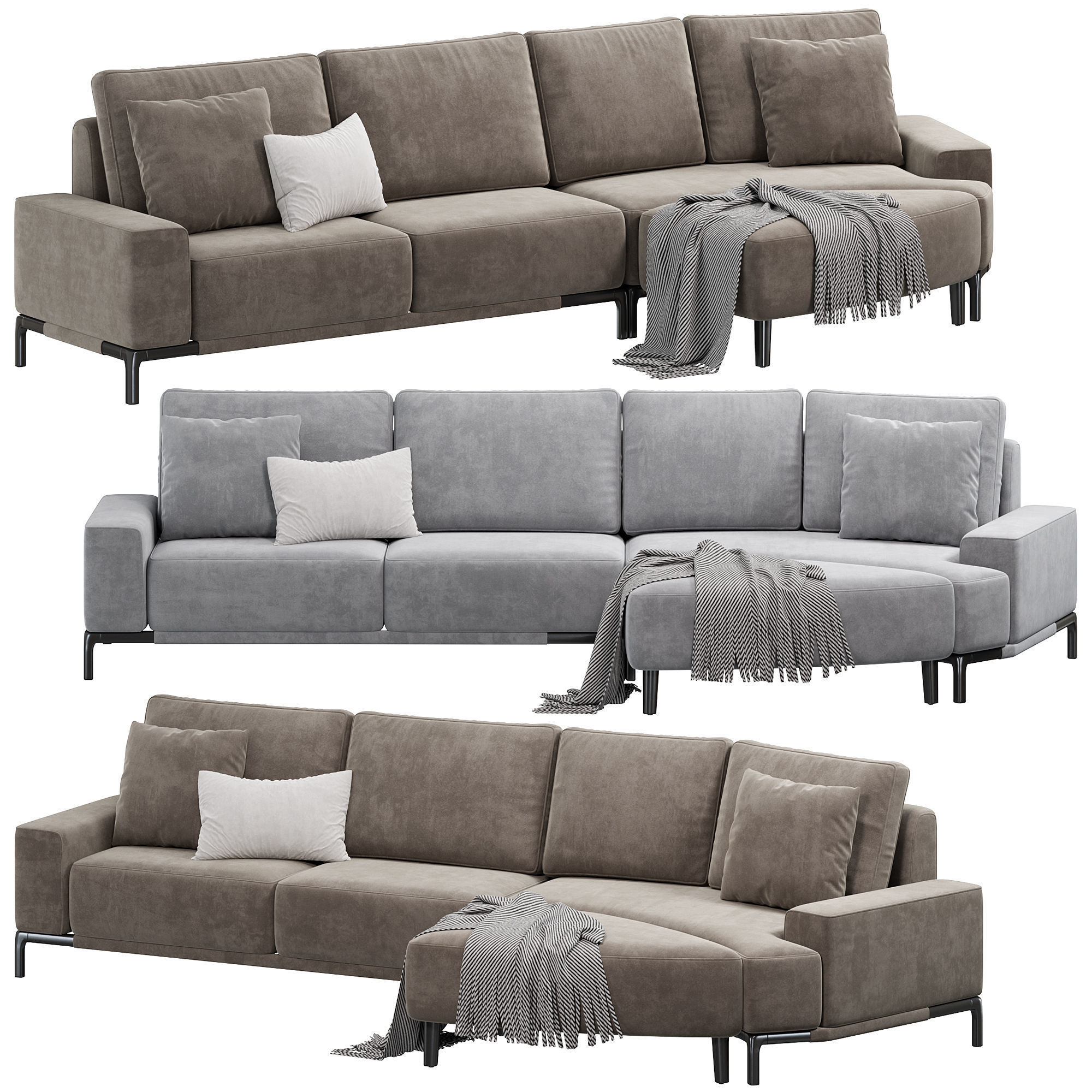 Gola Moon Sectional sofa by lazzoni 3D model_1