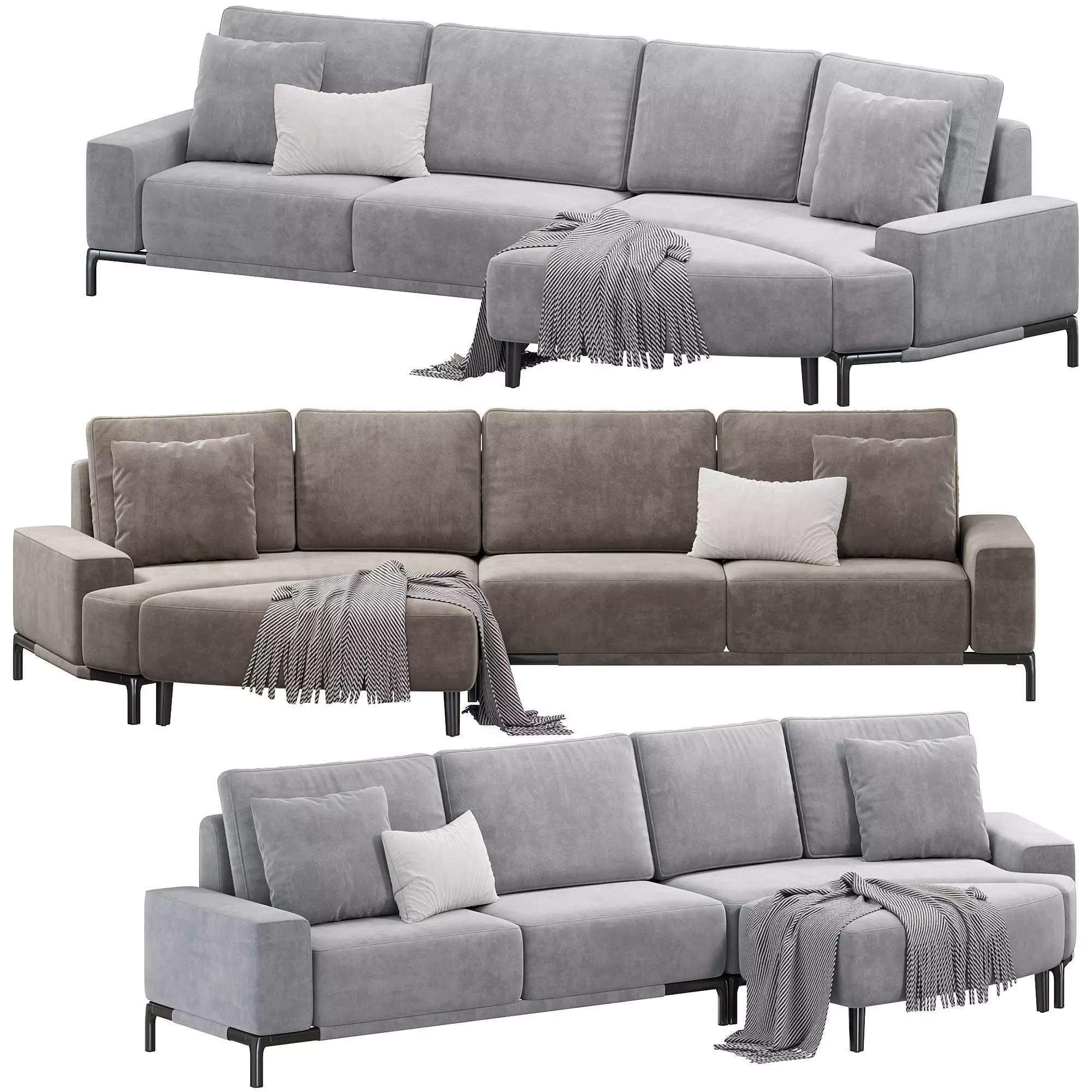Gola Moon Sectional sofa by lazzoni 3D model_0