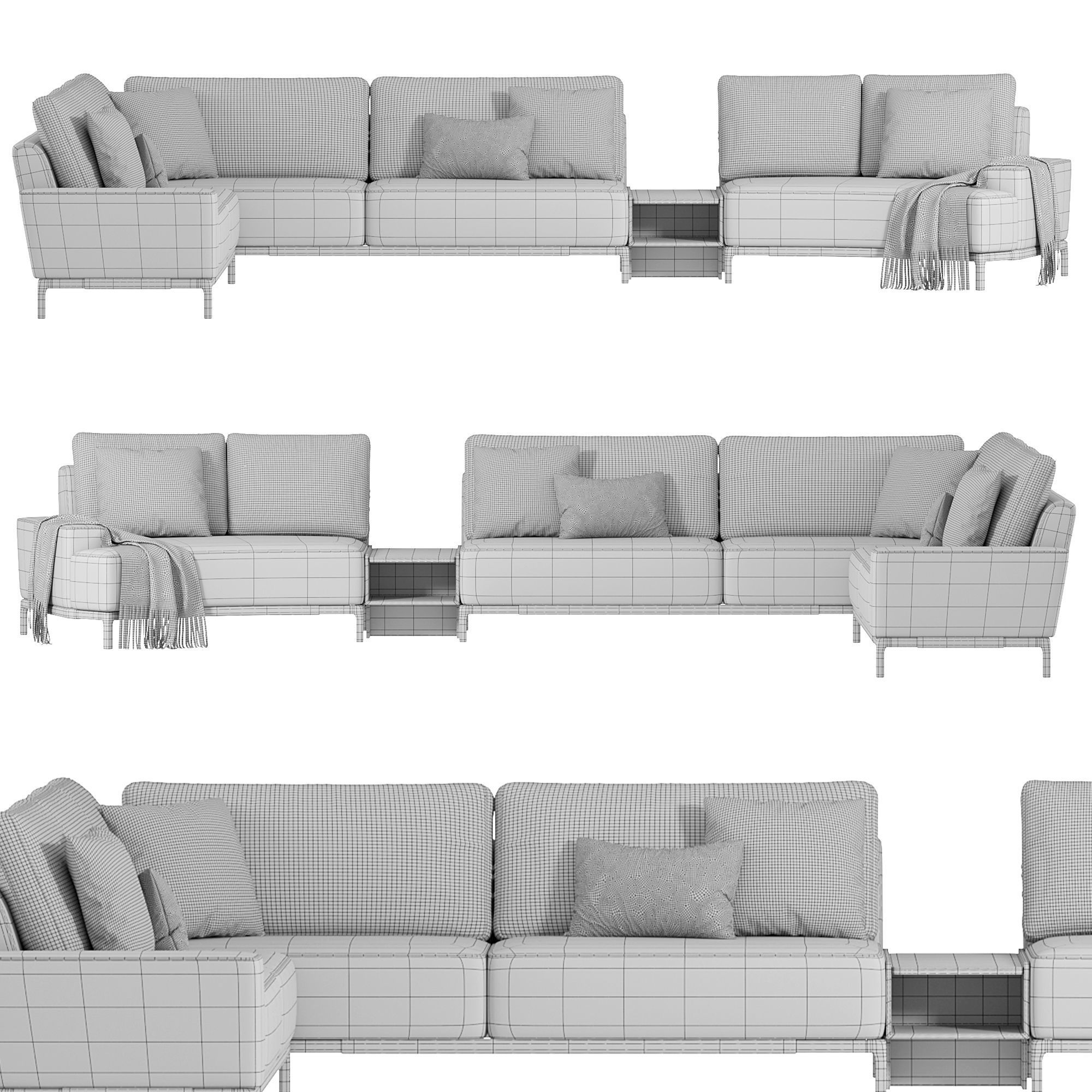 Gola Corner Sofa with Moon Chaise 176 Sofa By Lazzoni Collection 3D model_2