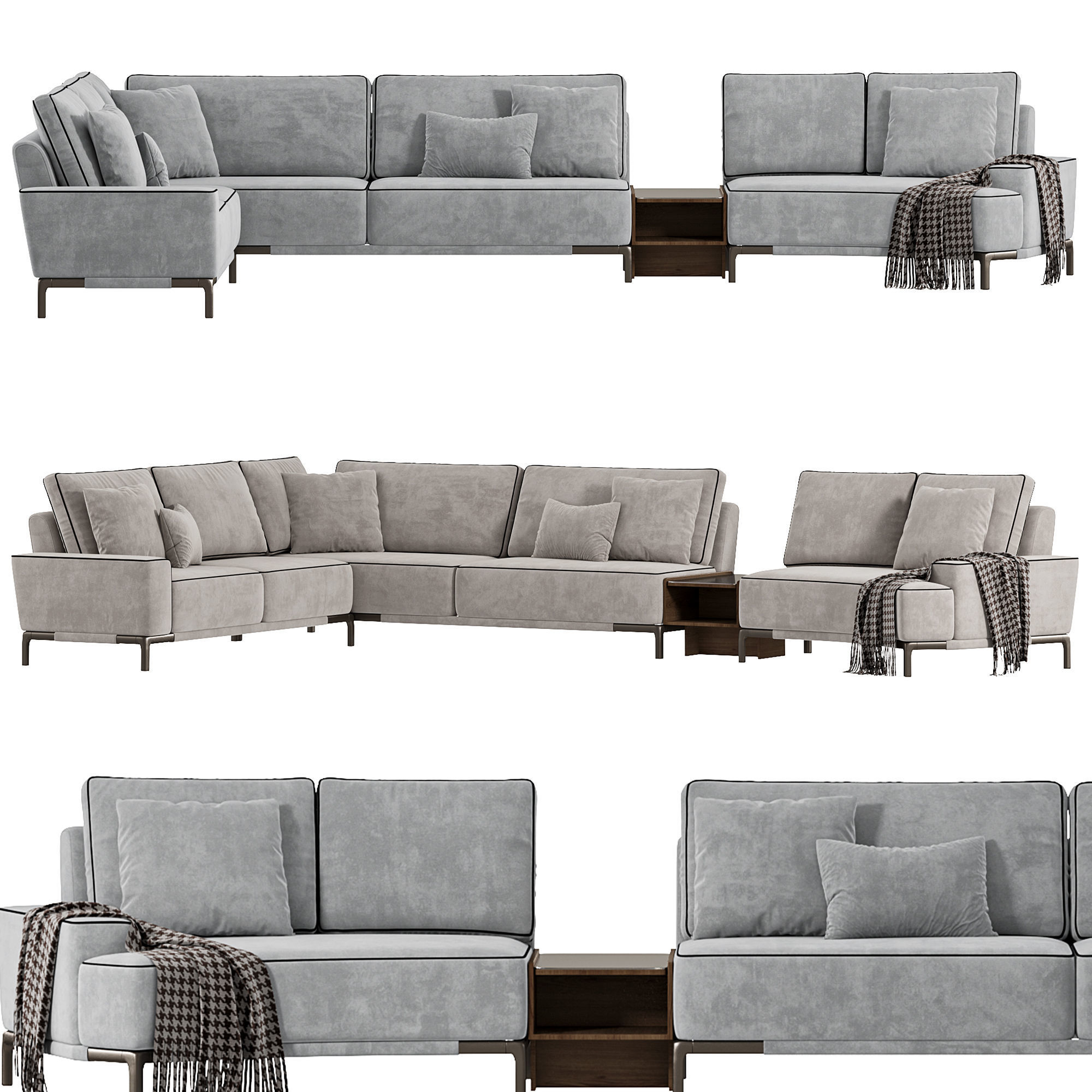 Gola Corner Sofa with Moon Chaise 176 Sofa By Lazzoni Collection 3D model_1