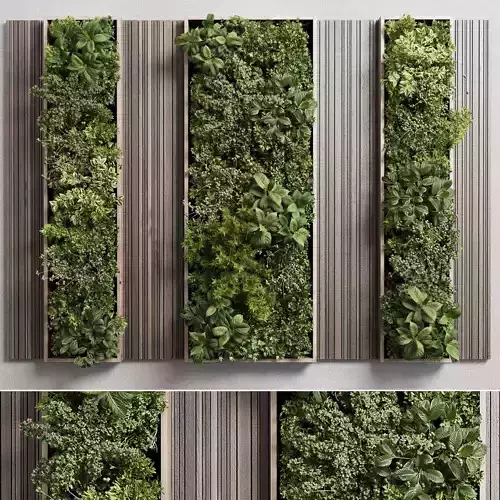 Vertical Wall Garden With Wooden frame Low-poly 3D model