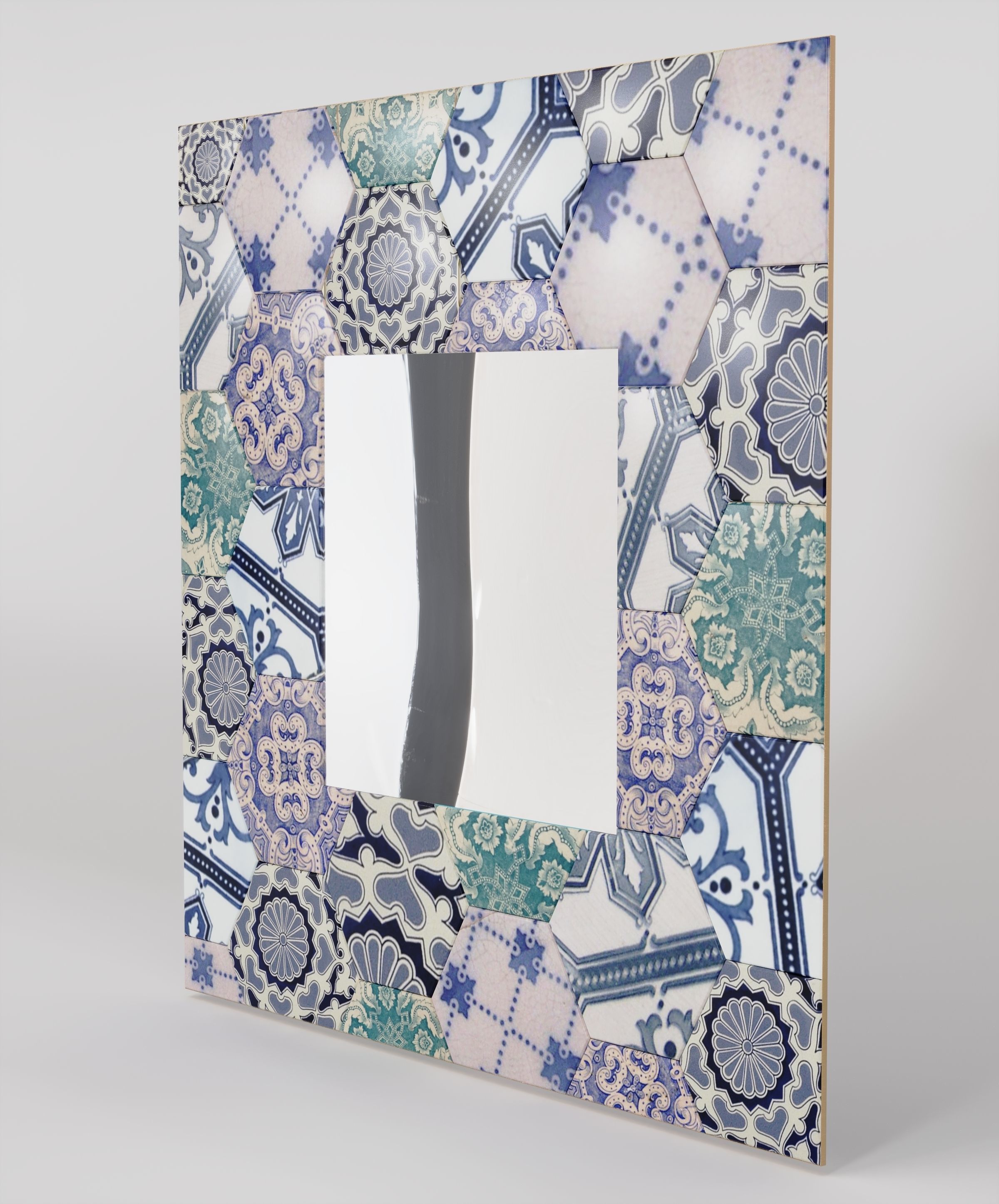 Blue Tiled Mirror 3D Model Low-poly 3D model_1