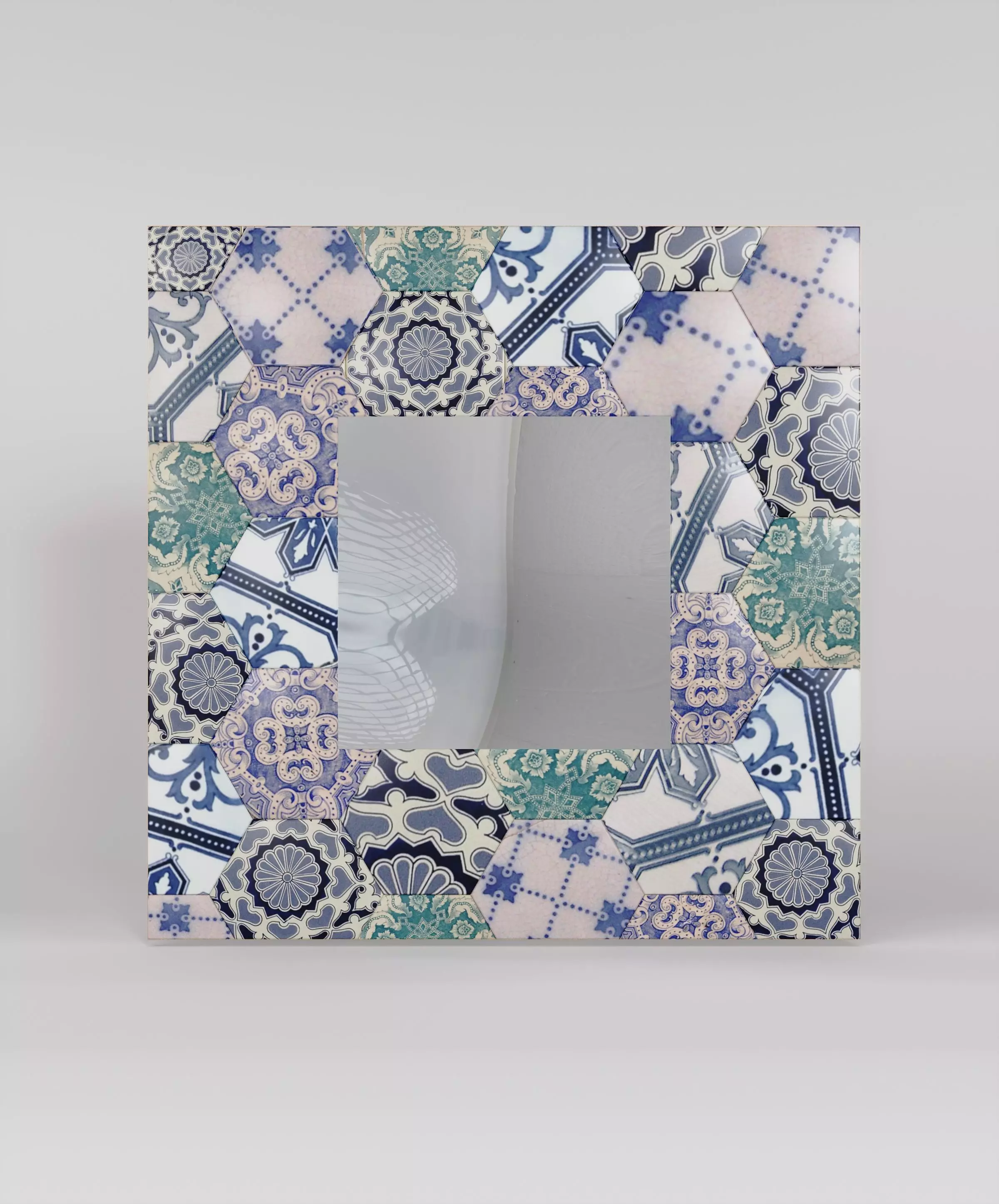 Blue Tiled Mirror 3D Model Low-poly 3D model_0