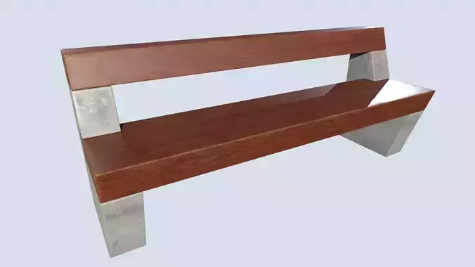 Street bench low poly pbr game ready 3d model