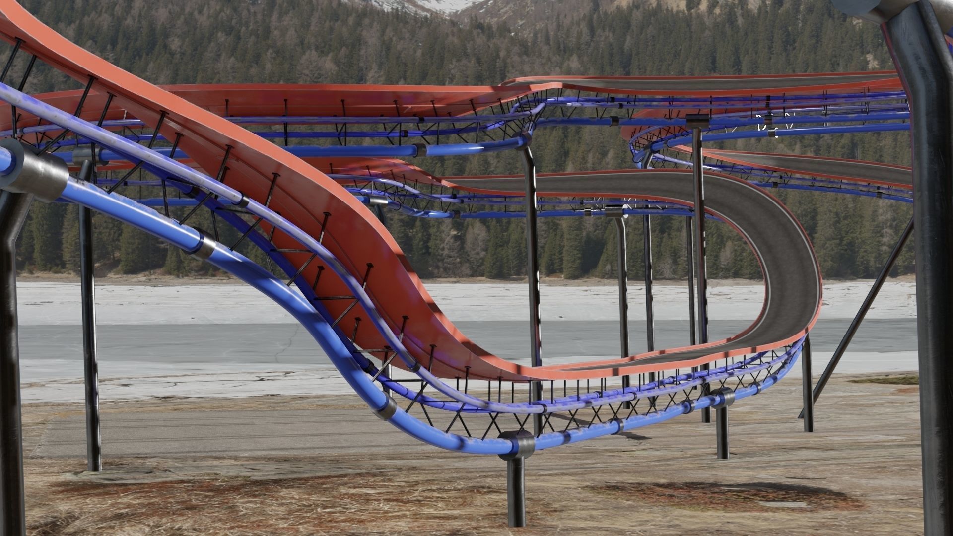 Acrobatic Track Low-poly 3D model_11