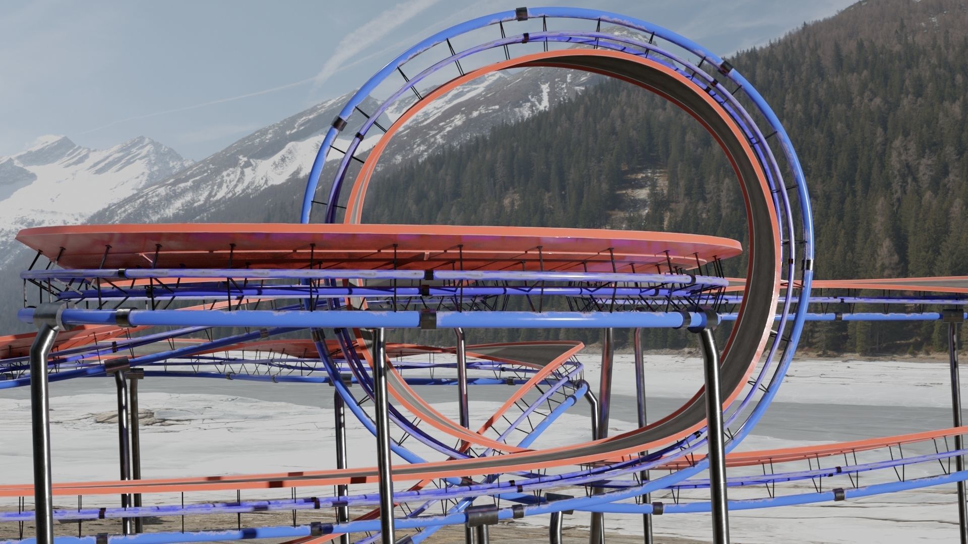 Acrobatic Track Low-poly 3D model_13