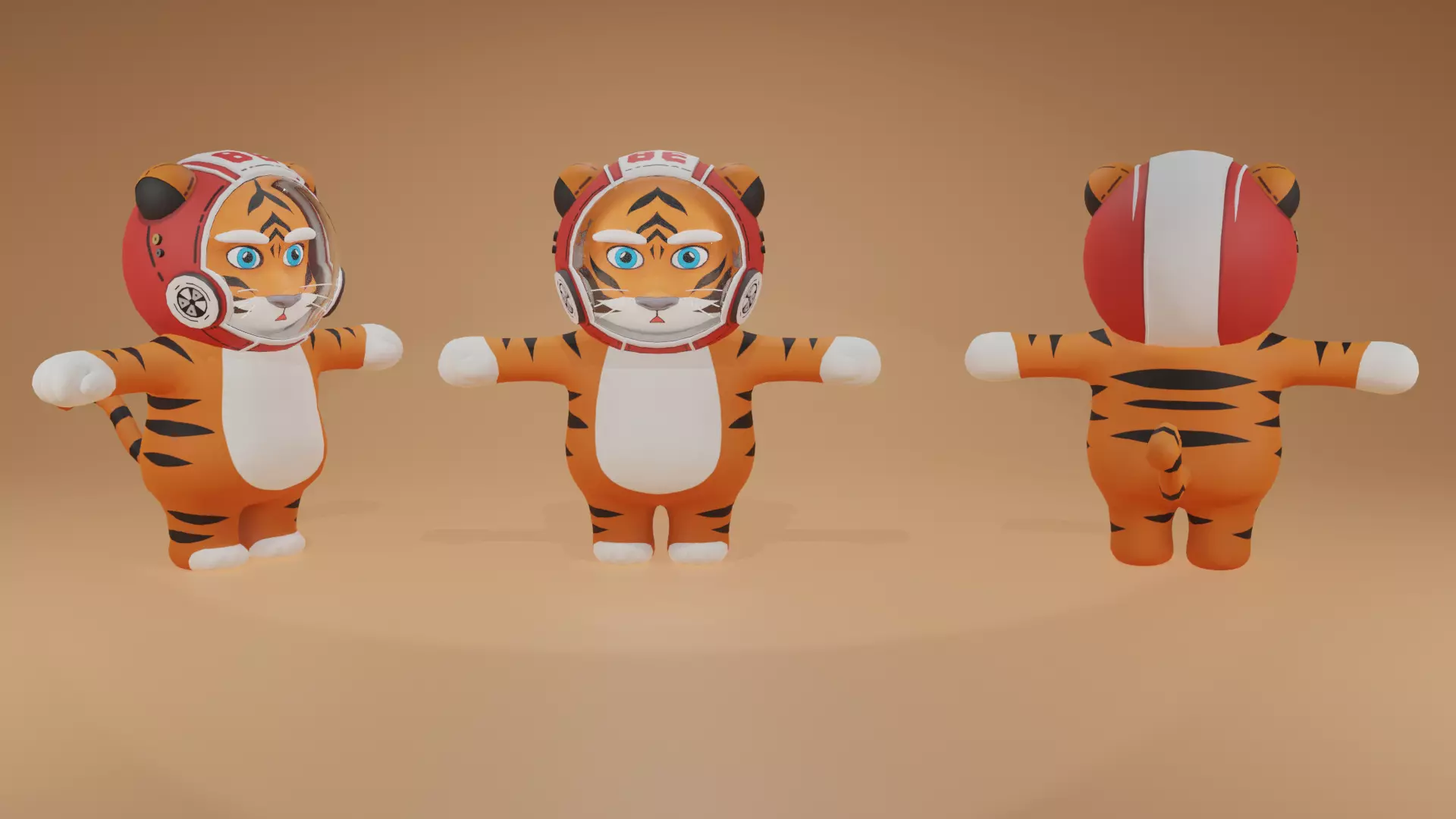 Character Fat Tiger Chibi Low-poly 3D model