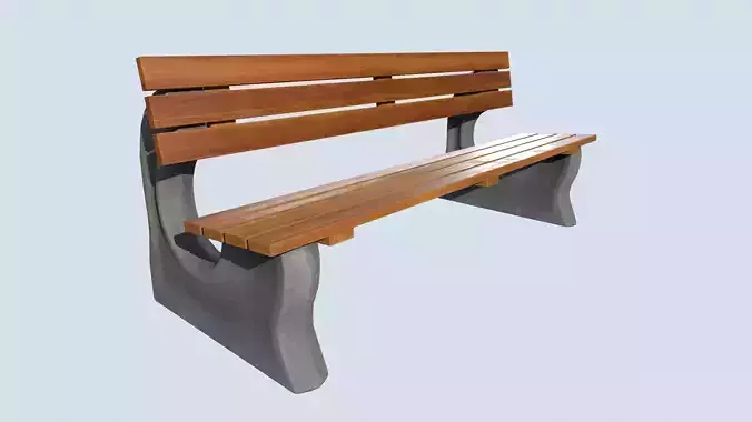 Street bench low poly pbr game ready