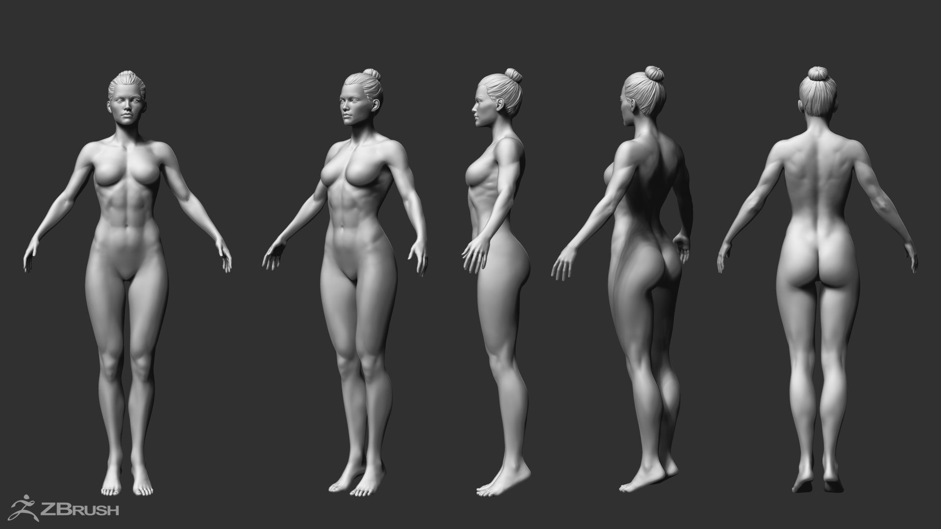 Superheroine Base Mesh Low-poly 3D model_1