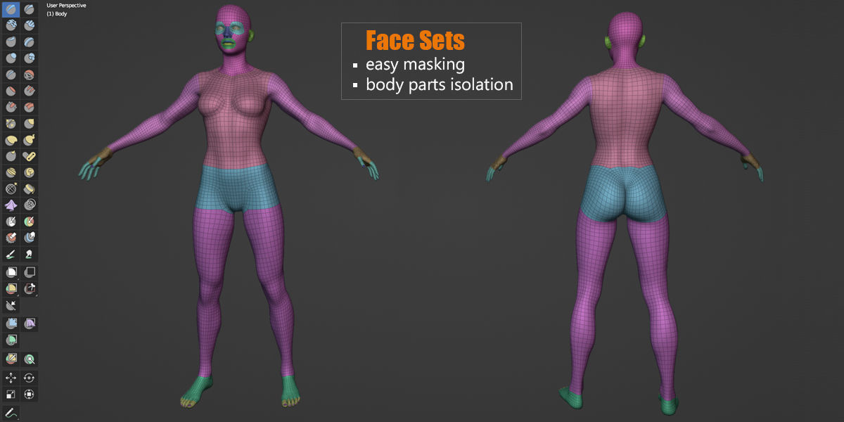 Superheroine Base Mesh Low-poly 3D model_9