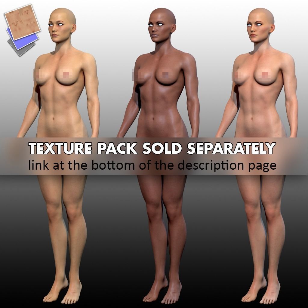 Superheroine Base Mesh Low-poly 3D model_11