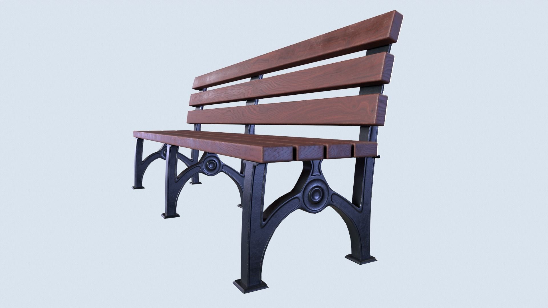 Street bench low poly pbr game ready Low-poly 3D model_2