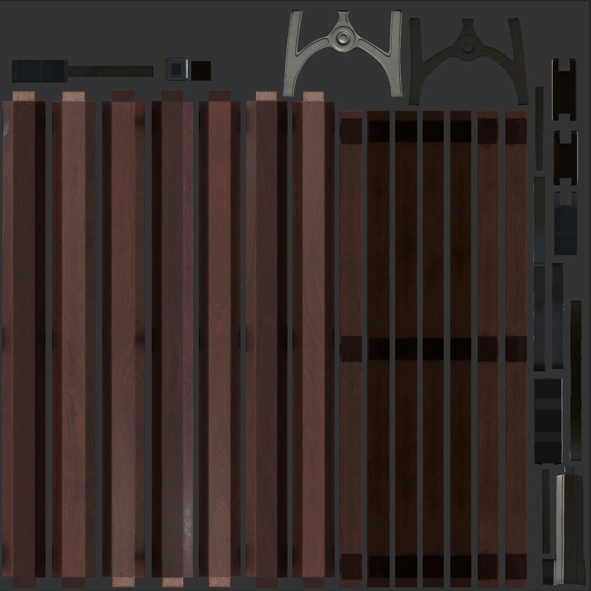 Street bench low poly pbr game ready Low-poly 3D model_4