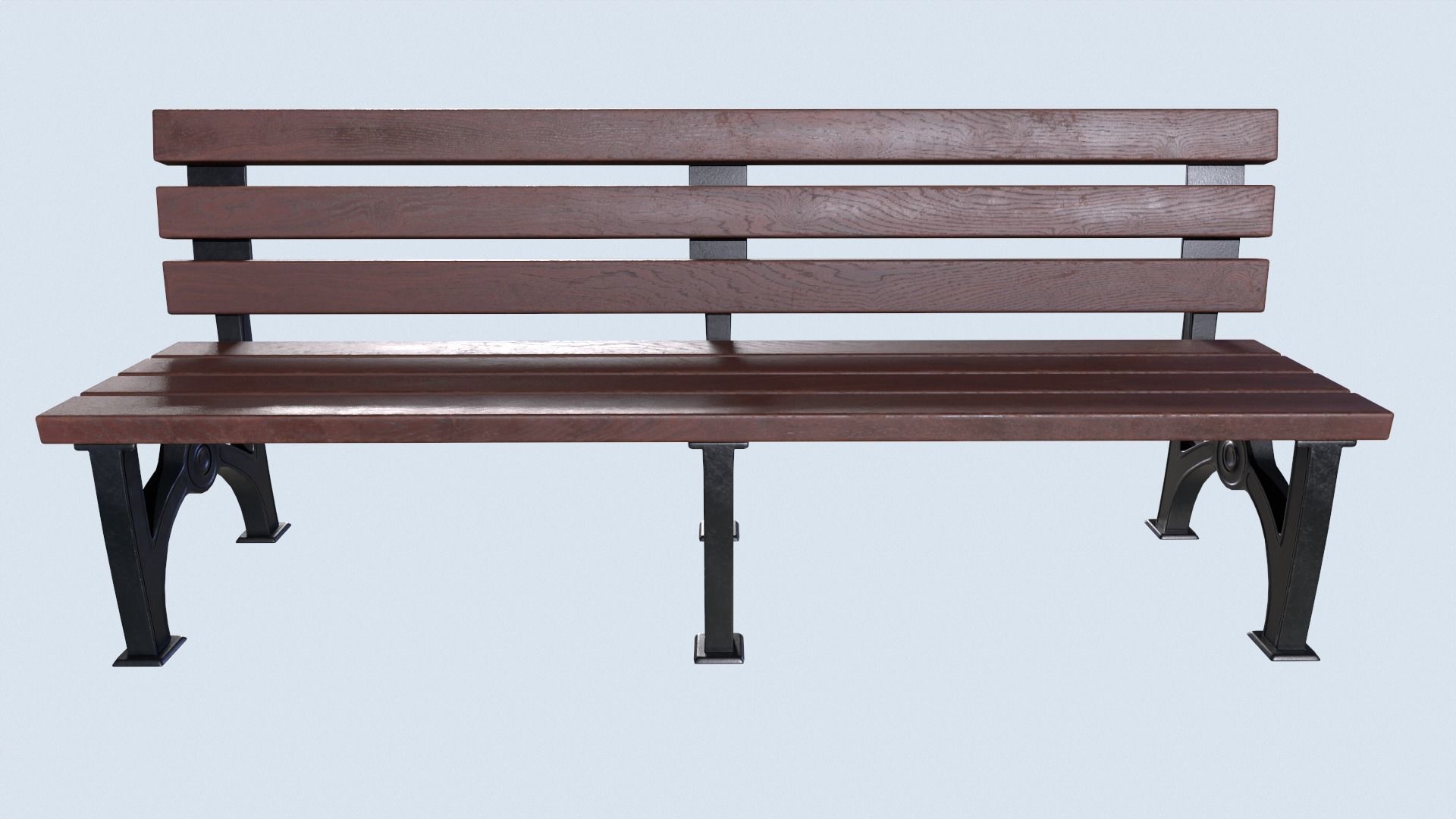 Street bench low poly pbr game ready Low-poly 3D model_1