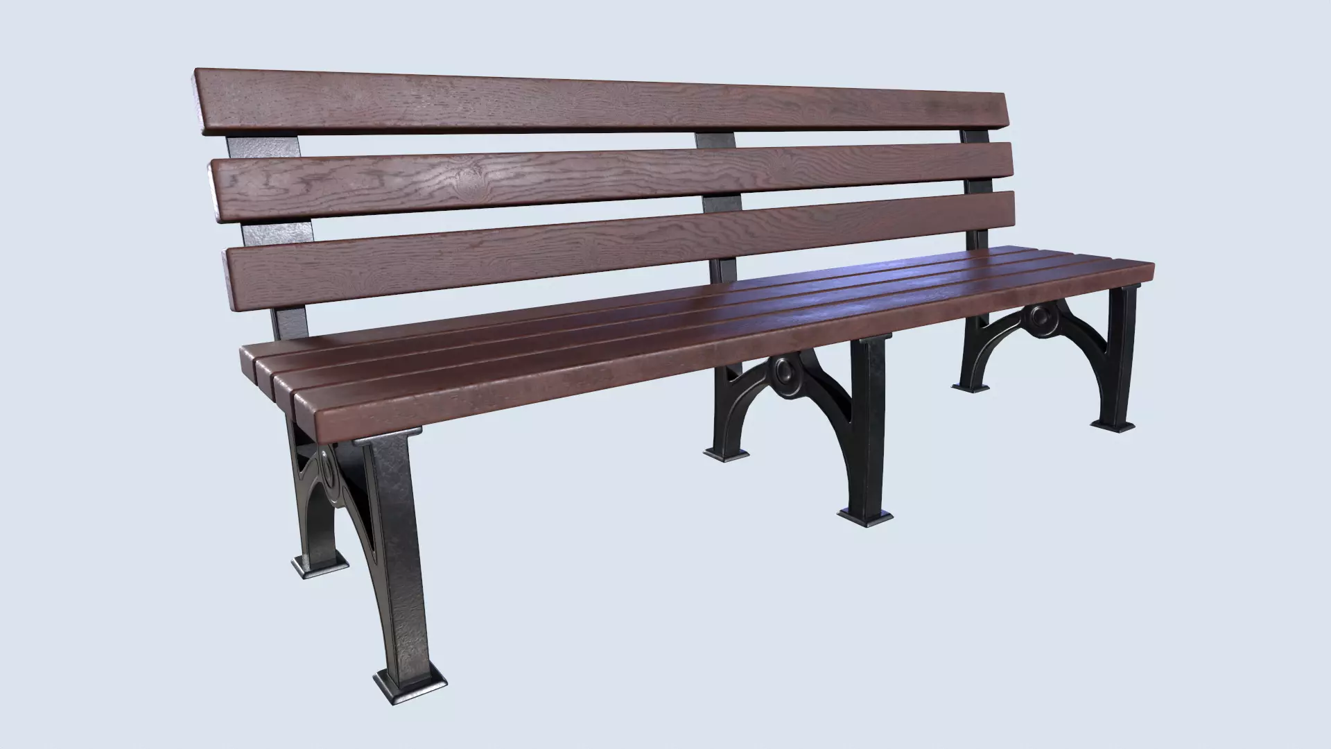 Street bench low poly pbr game ready Low-poly 3D model_0