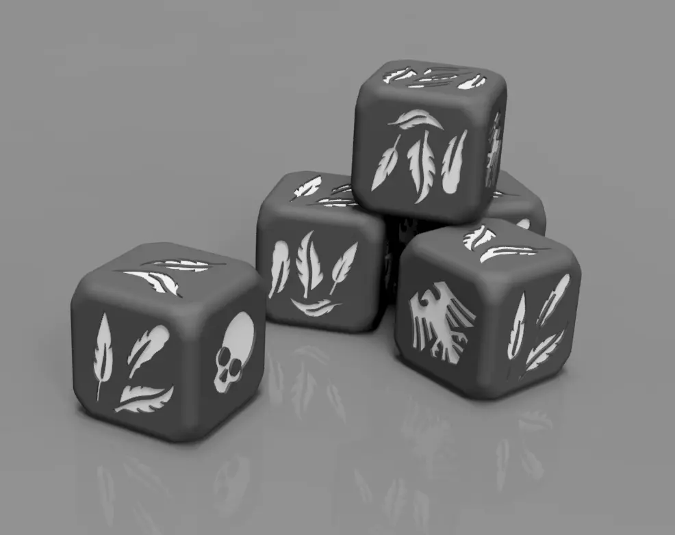 feathered dice D6 3D print model