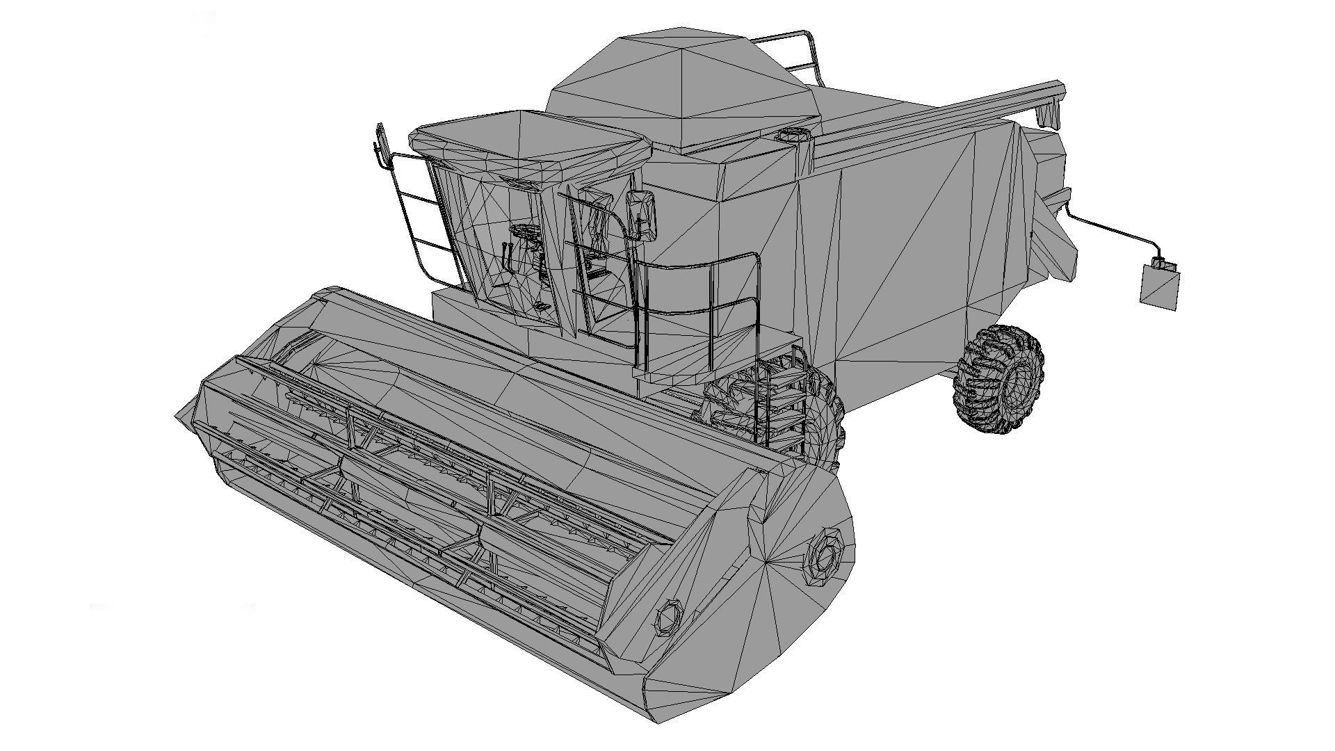 Combine truck Low-poly 3D model_5