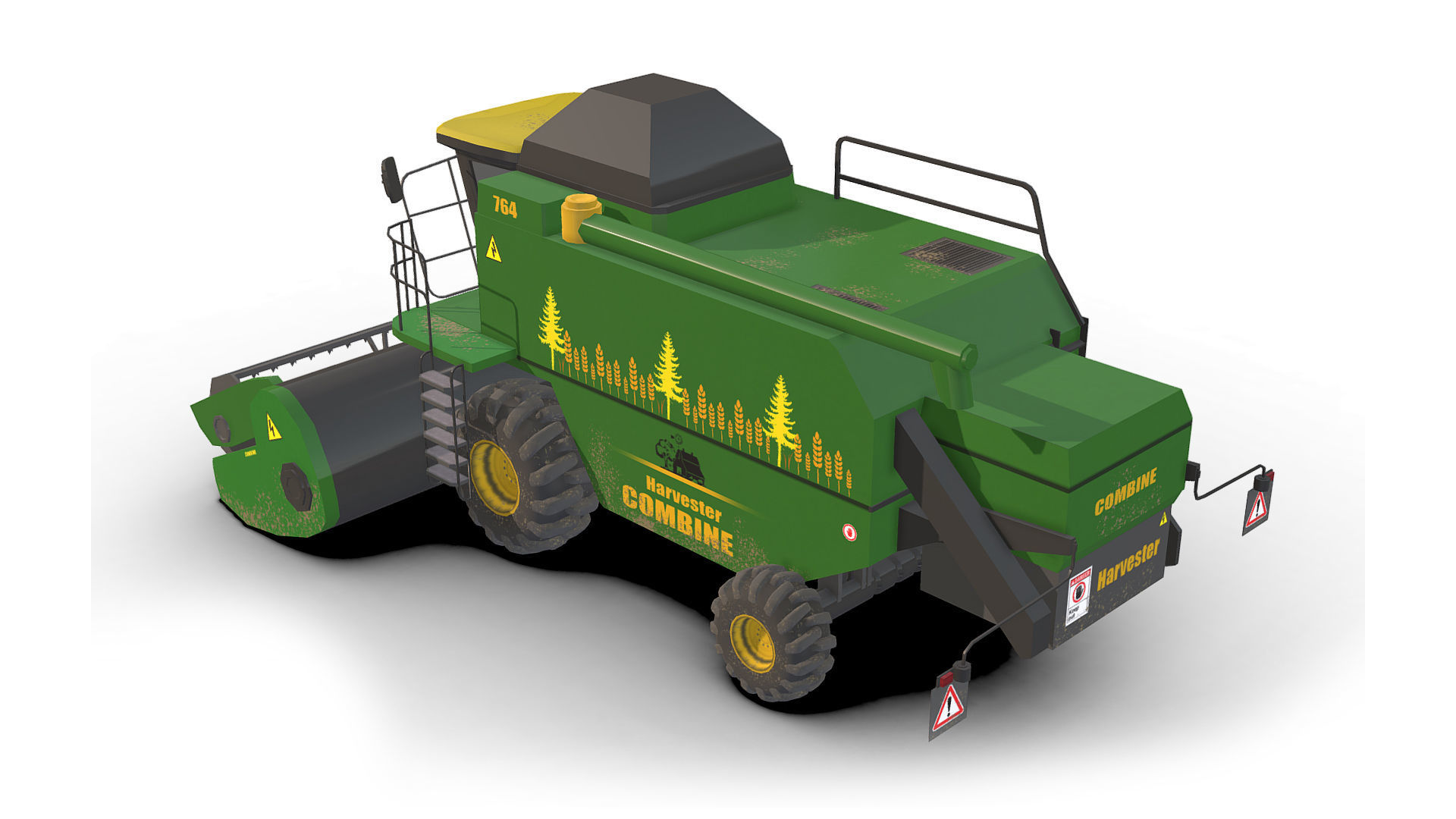 Combine truck Low-poly 3D model_3